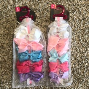 NEW! Multi Pk Hair Bows and Accessory Hanger 12 Count